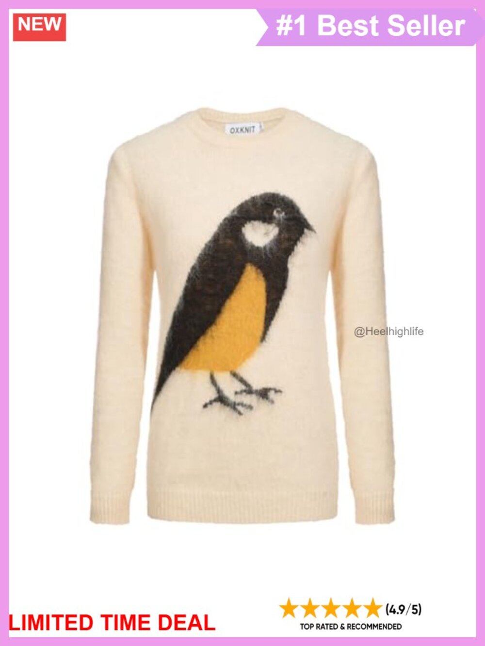 Wool Blend Knit Pullover Sweater Crewneck Long Sleeve Women Retro Casual